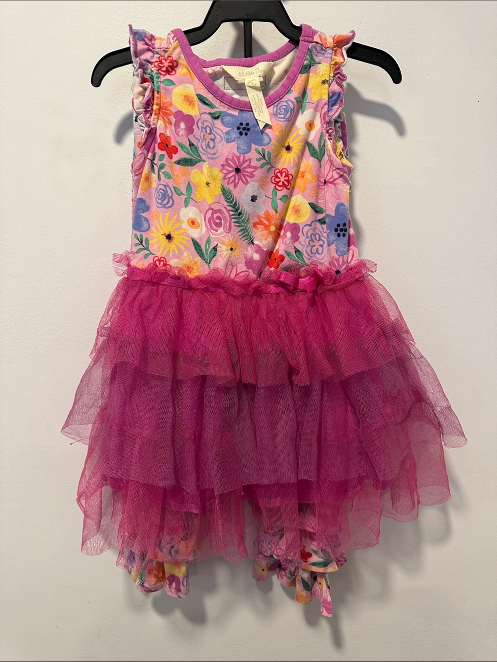 Matilda Jane Floral Bodice Pink Tulle Tiered Tutu Dress